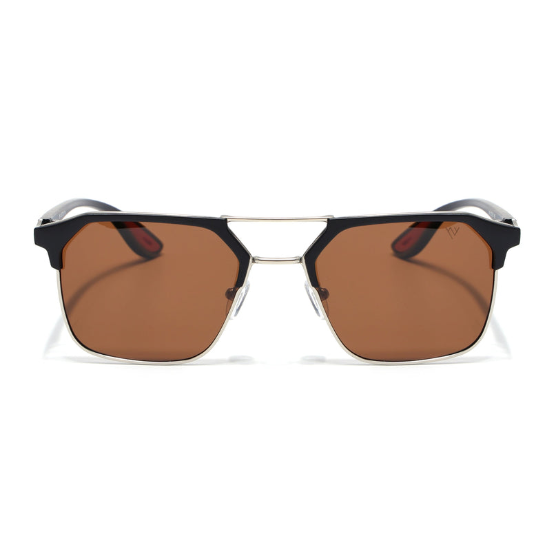 Commander | Silver Wayfarer Polarized Sunglasses | Brown Lens - PMG6681