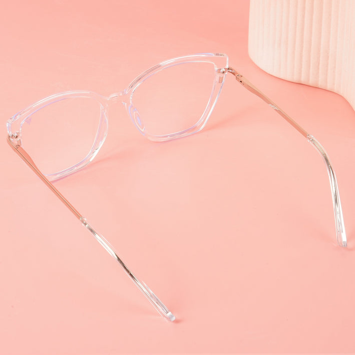 Voyage Glam Transparent Cateye TR Clip-On Polarized Sunglasses for Women - PMG4819-C2