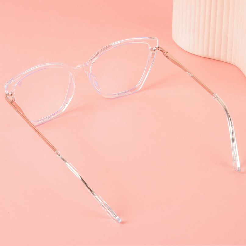Voyage Glam Transparent Cateye TR Clip-On Polarized Sunglasses for Women - PMG4819-C2