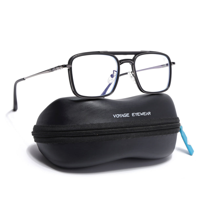 Voyage Grey & Black Wayfarer Eyeglasses for Men & Women (5012FMG6851-C1)