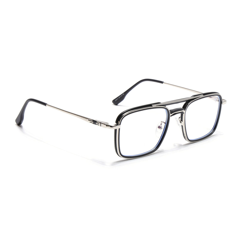 Voyage Silver & Black Wayfarer Eyeglasses for Men & Women (5012FMG6852-C2)