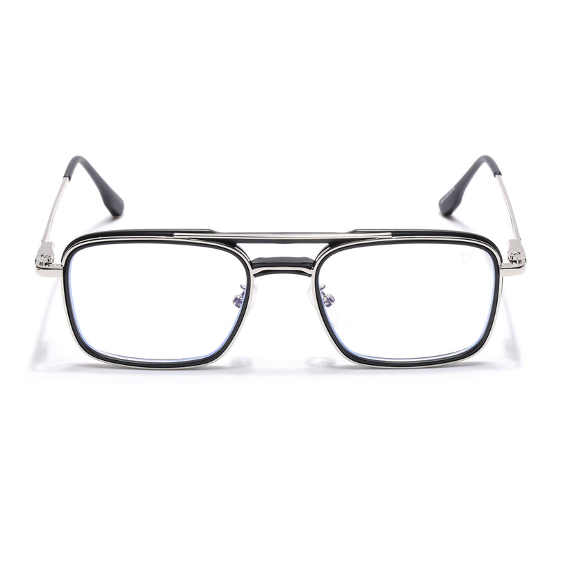 Voyage Silver & Black Wayfarer Eyeglasses for Men & Women (5012FMG6852-C2)