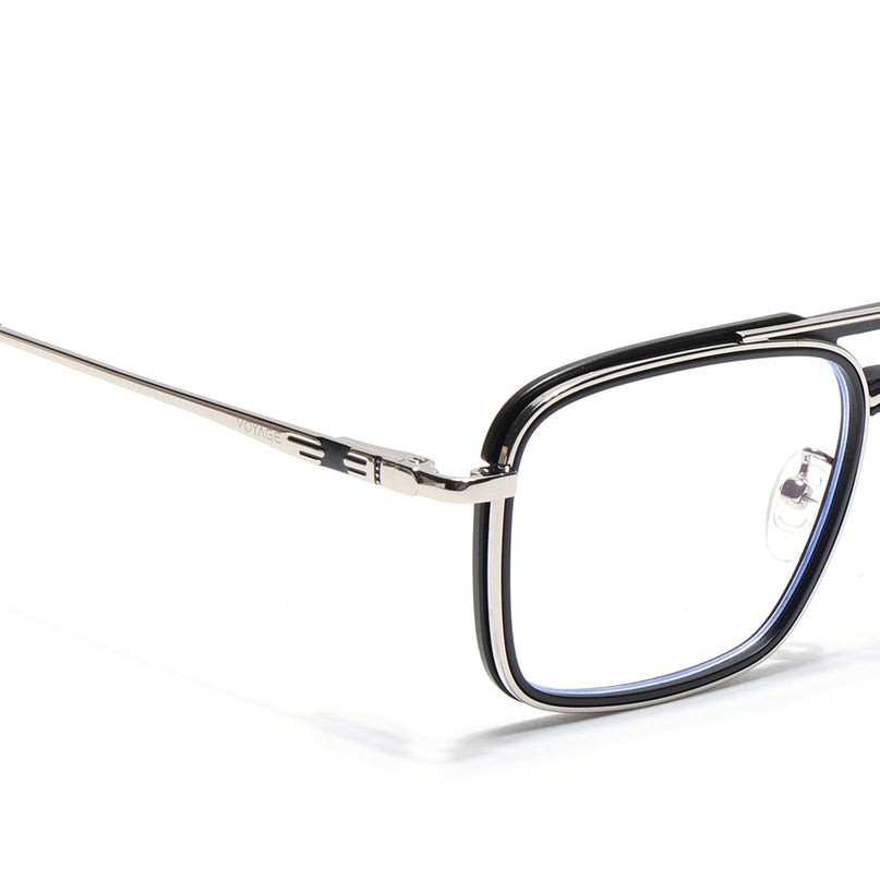 Voyage Silver & Black Wayfarer Eyeglasses for Men & Women (5012FMG6852-C2)