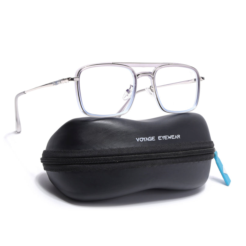 Voyage Silver & Grey Wayfarer Eyeglasses for Men & Women (5012FMG6856-C6)