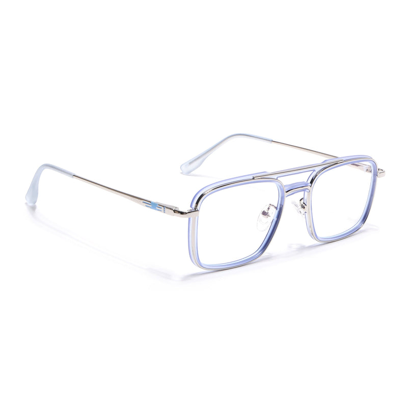 Voyage Silver & Purple Wayfarer Eyeglasses for Men & Women (5012FMG6858-C8)