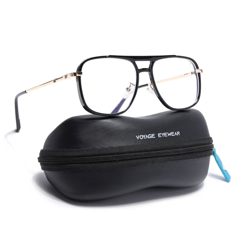 Voyage Golden & Black Wayfarer Eyeglasses for Men & Women (5013FMG6861-C3)