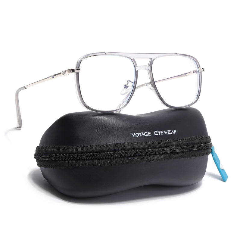 Voyage Silver & Grey Wayfarer Eyeglasses for Men & Women (5013FMG6864-C6)