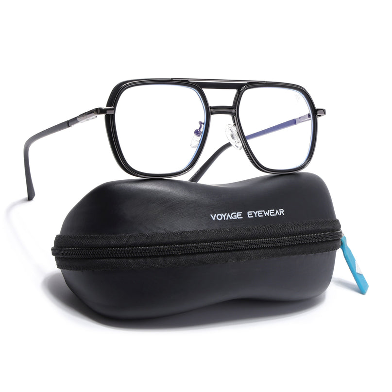 Voyage Grey & Black Wayfarer Eyeglasses for Men & Women (5014FMG6867-C1)