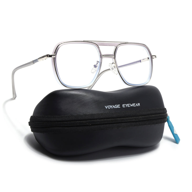 Voyage Silver & Grey Wayfarer Eyeglasses for Men & Women (5014FMG6872-C6)