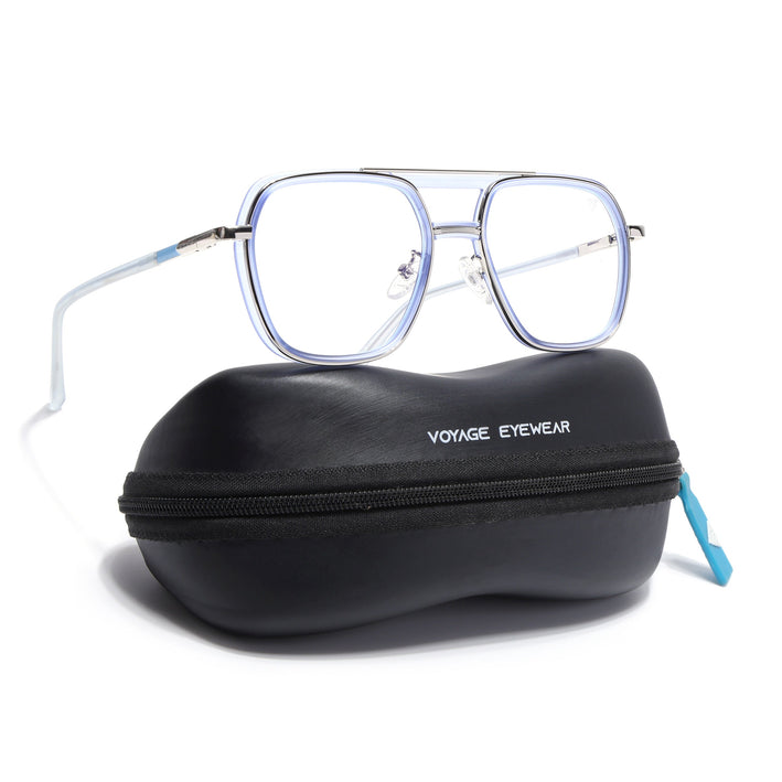 Voyage Silver & Purple Wayfarer Eyeglasses for Men & Women (5014FMG6874-C8)