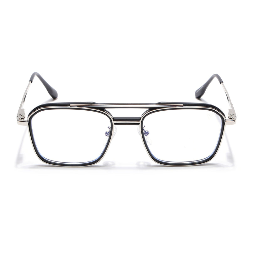 Voyage Silver & Black Wayfarer Eyeglasses for Men & Women (5015FMG6876-C2)