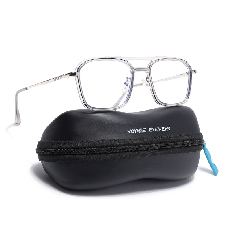 Voyage Silver & Grey Wayfarer Eyeglasses for Men & Women (5015FMG6880-C6)