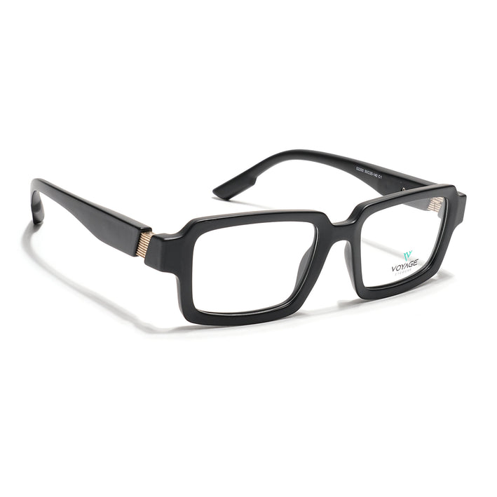 Voyage Black Rectangle Eyeglasses for Men & Women (52200FMG7678)