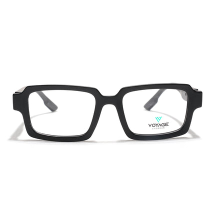 Voyage Black Rectangle Eyeglasses for Men & Women (52200FMG7678)