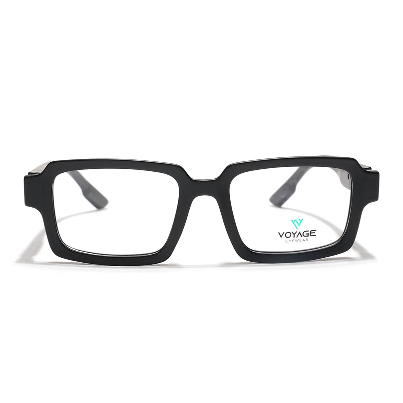 Voyage Black Rectangle Eyeglasses for Men & Women (52200FMG7678)