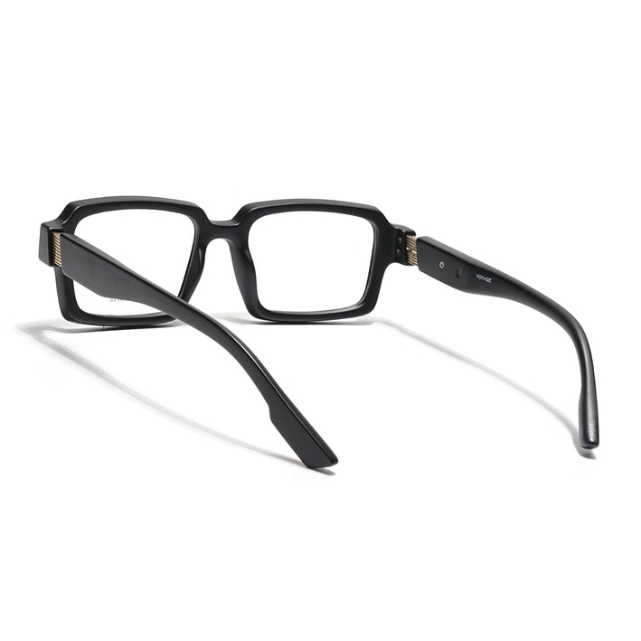 Voyage Black Rectangle Eyeglasses for Men & Women (52200FMG7678)