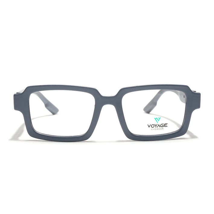 Voyage Grey Rectangle Eyeglasses for Men & Women (52200FMG7679)