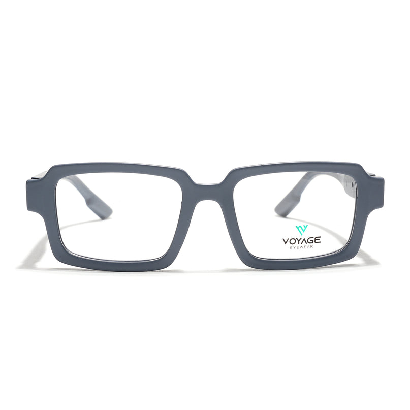 Voyage Grey Rectangle Eyeglasses for Men & Women (52200FMG7679)
