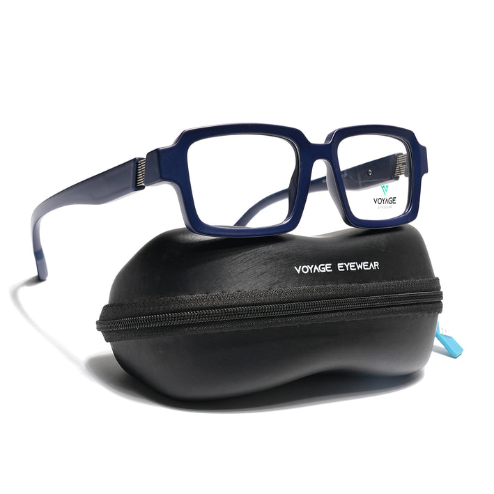 Voyage Blue Rectangle Eyeglasses for Men & Women (52200FMG7680)