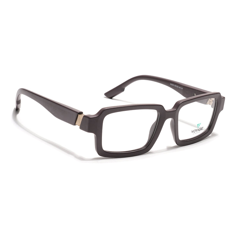 Voyage Brown Rectangle Eyeglasses for Men & Women (52200FMG7681)