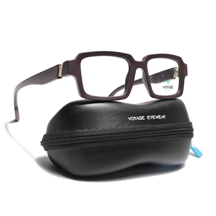 Voyage Brown Rectangle Eyeglasses for Men & Women (52200FMG7681)