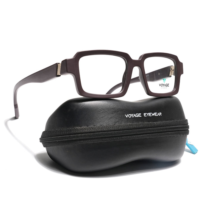 Voyage Brown Rectangle Eyeglasses for Men & Women (52200FMG7681)
