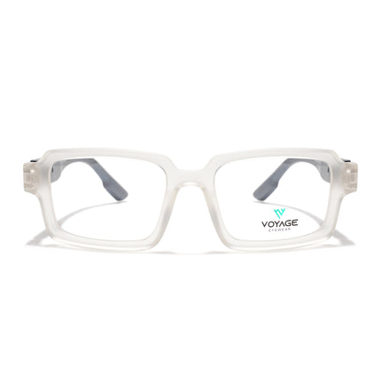 Voyage Matt Transparent Rectangle Eyeglasses for Men & Women (52200FMG7683)