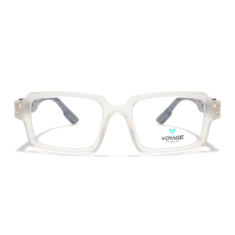 Voyage Matt Transparent Rectangle Eyeglasses for Men & Women (52200FMG7683)