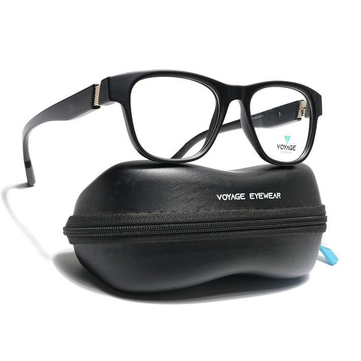 Voyage Black Wayfarer Eyeglasses for Men & Women (52201FMG7684)