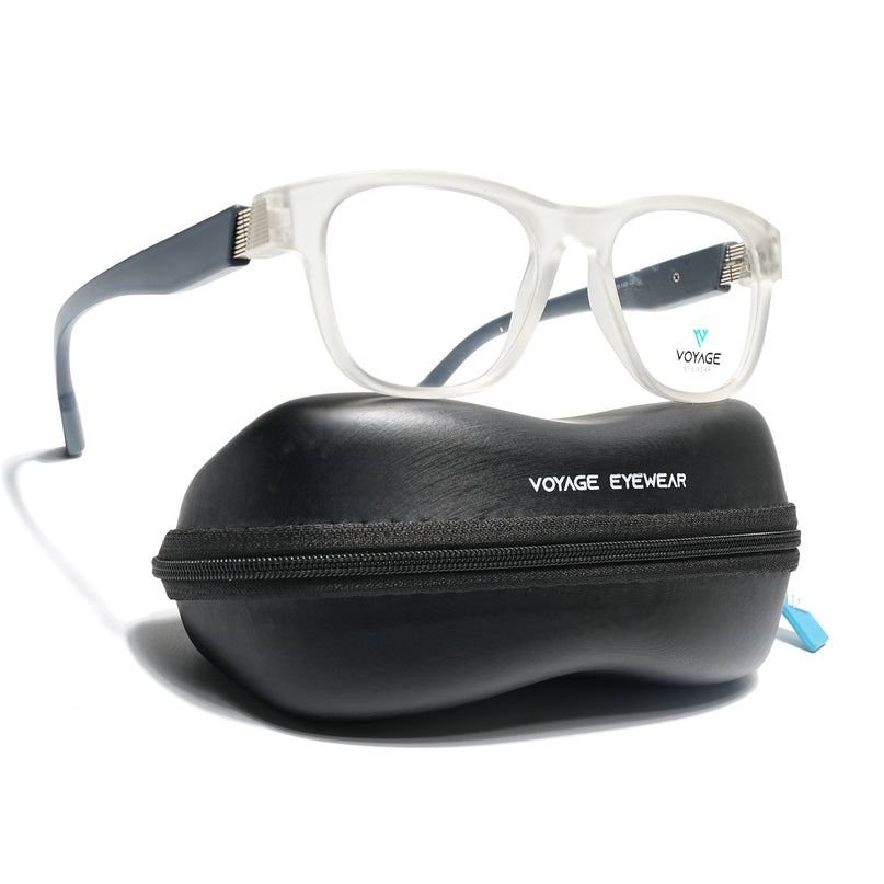 Voyage Matt Transparent Wayfarer Eyeglasses for Men & Women (52201FMG7689)