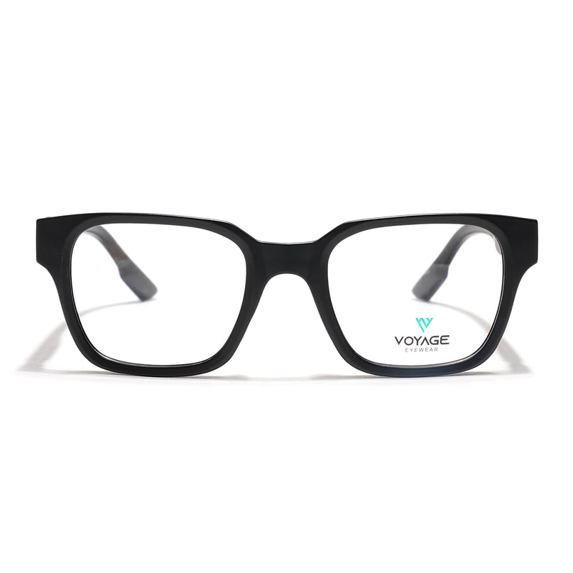 Voyage Black Wayfarer Eyeglasses for Men & Women (52202FMG7690)