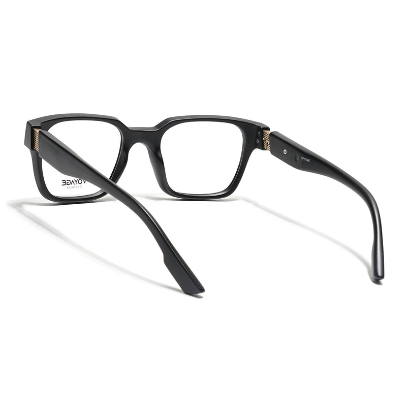 Voyage Black Wayfarer Eyeglasses for Men & Women (52202FMG7690)