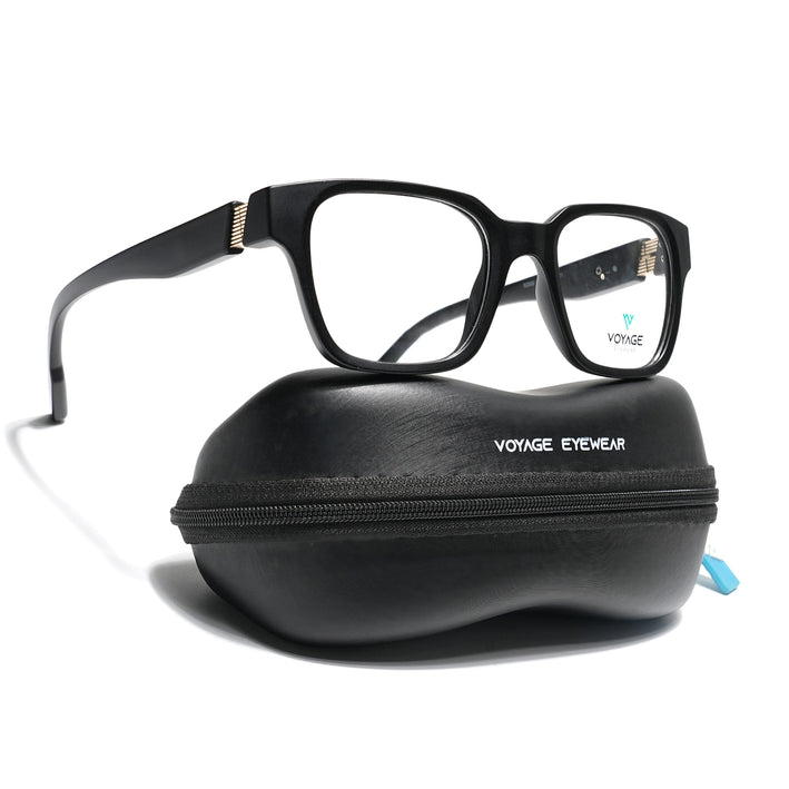 Voyage Black Wayfarer Eyeglasses for Men & Women (52202FMG7690)