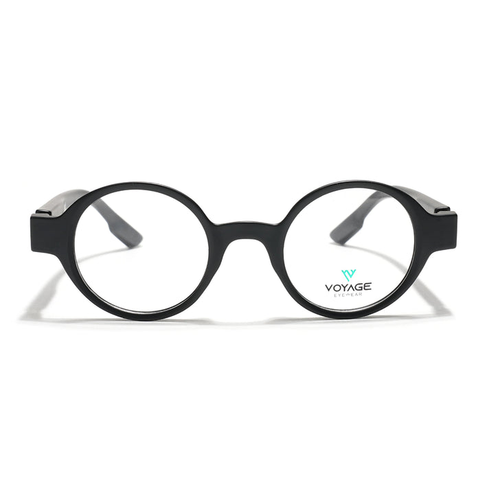 Voyage Black Round Eyeglasses for Men & Women (52203FMG7696)