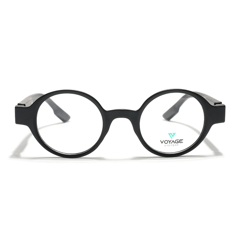 Voyage Black Round Eyeglasses for Men & Women (52203FMG7696)