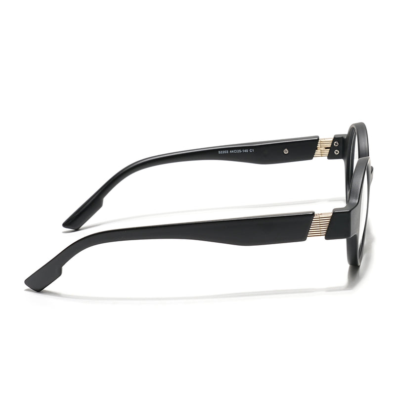 Voyage Black Round Eyeglasses for Men & Women (52203FMG7696)