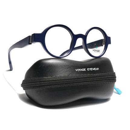 Voyage Blue Round Eyeglasses for Men & Women (52203FMG7698)