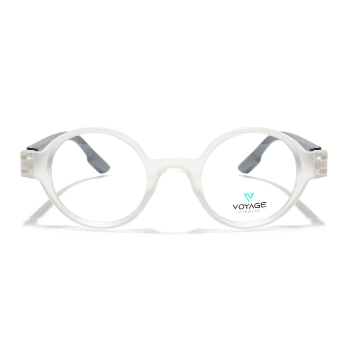 Voyage Matt Transparent Round Eyeglasses for Men & Women (52203FMG7701)