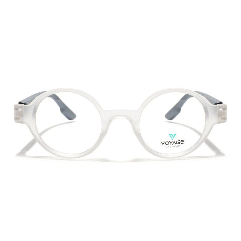 Voyage Matt Transparent Round Eyeglasses for Men & Women (52203FMG7701)