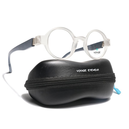 Voyage Matt Transparent Round Eyeglasses for Men & Women (52203FMG7701)