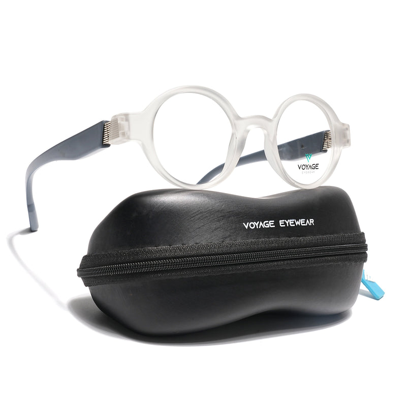 Voyage Matt Transparent Round Eyeglasses for Men & Women (52203FMG7701)