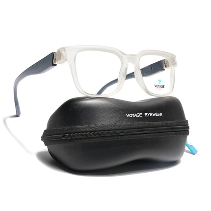 Voyage Matt Transparent Wayfarer Eyeglasses for Men & Women (52204FMG7707)