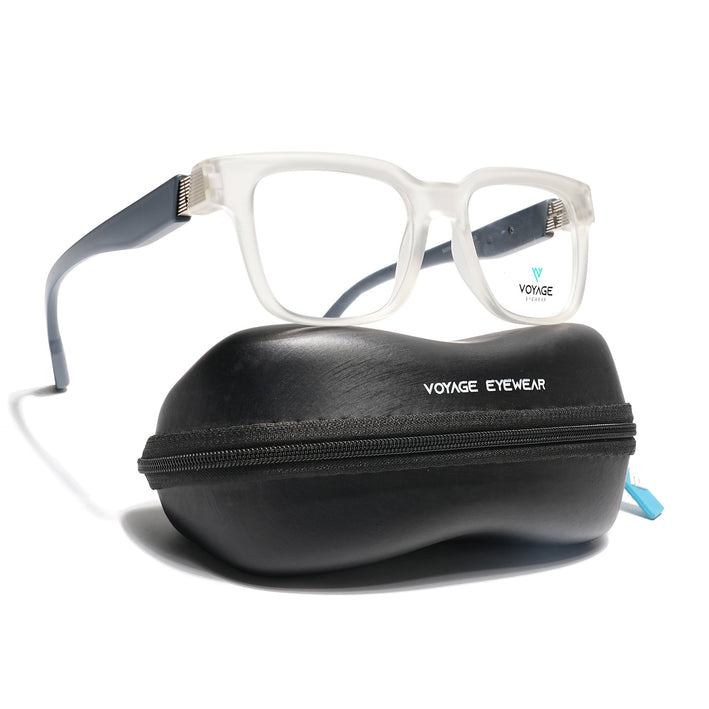 Voyage Matt Transparent Wayfarer Eyeglasses for Men & Women (52204FMG7707)
