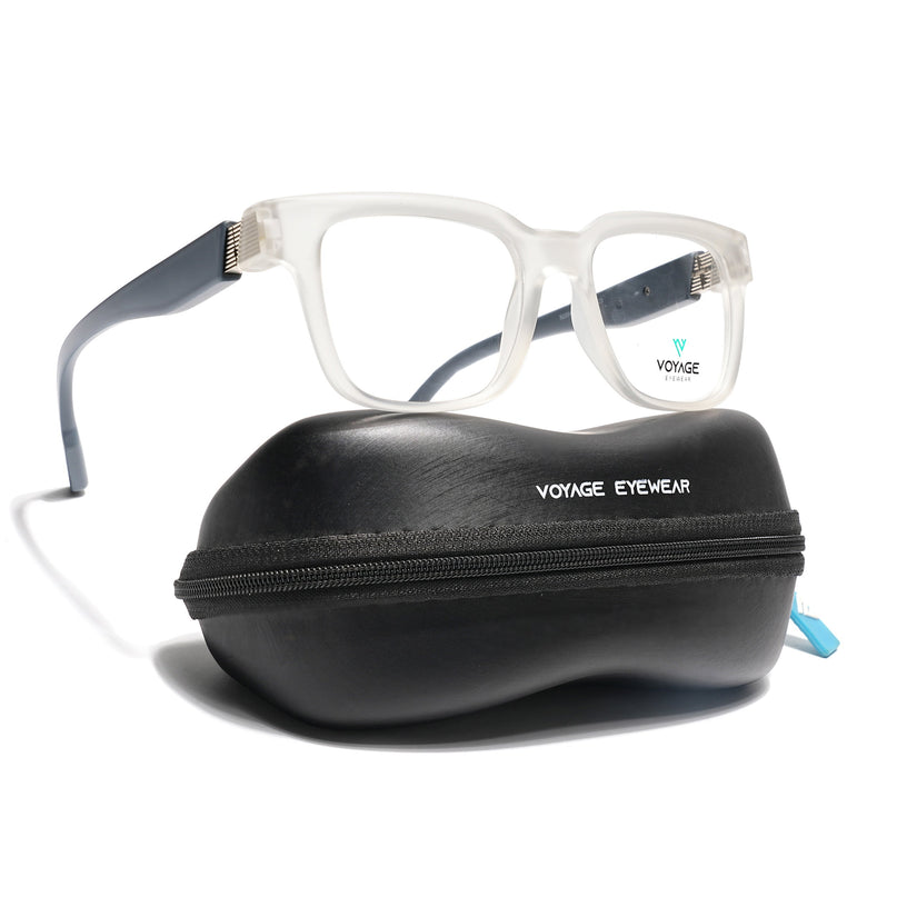Voyage Matt Transparent Wayfarer Eyeglasses for Men & Women (52204FMG7707)