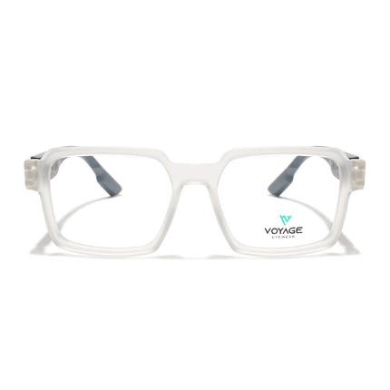 Voyage Matt Transparent Square Eyeglasses for Men & Women (52205FMG7713)