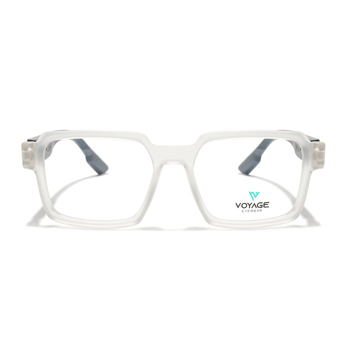 Voyage Matt Transparent Square Eyeglasses for Men & Women (52205FMG7713)