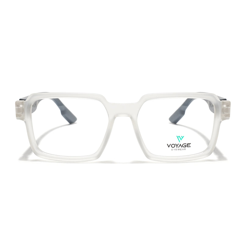 Voyage Matt Transparent Square Eyeglasses for Men & Women (52205FMG7713)