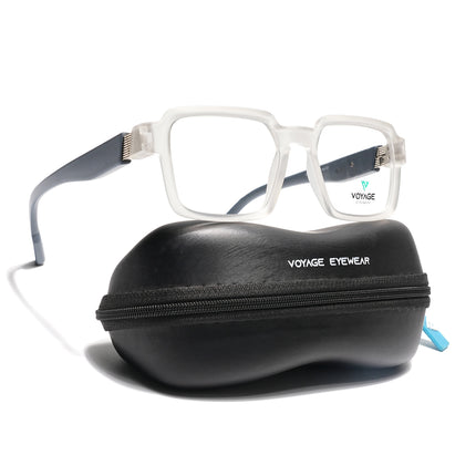 Voyage Matt Transparent Square Eyeglasses for Men & Women (52205FMG7713)