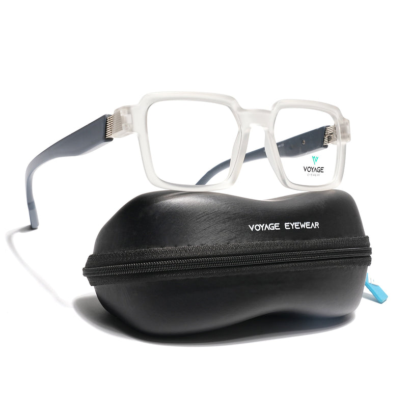 Voyage Matt Transparent Square Eyeglasses for Men & Women (52205FMG7713)