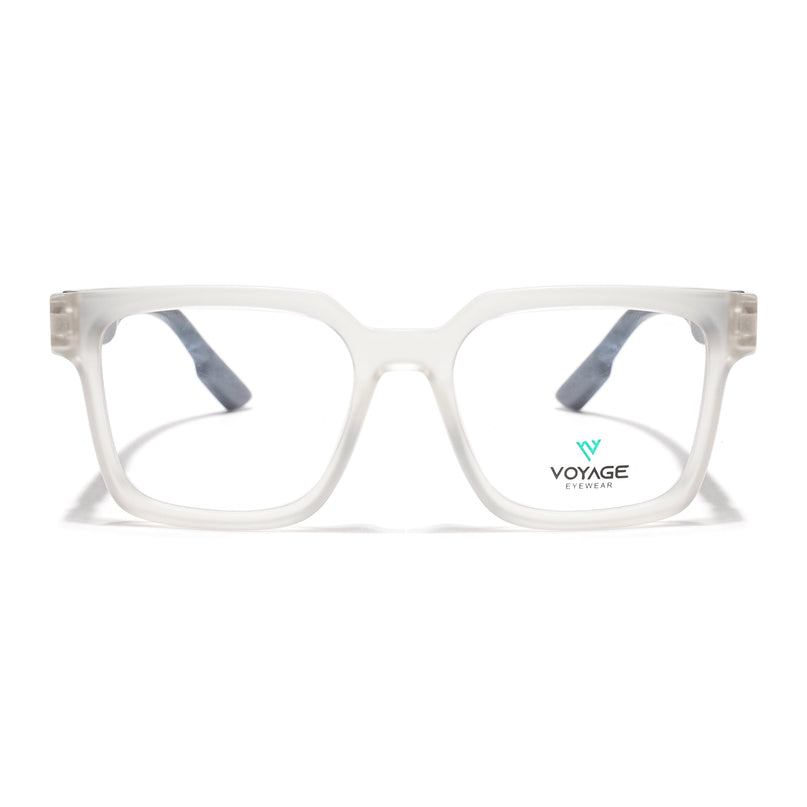 Voyage Matt Transparent Wayfarer Eyeglasses for Men & Women (52206FMG7719)